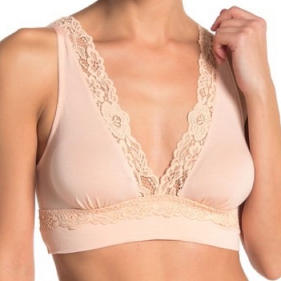 Free People Tops - Free People Maddie Lace Trim Bralette Brami Peach